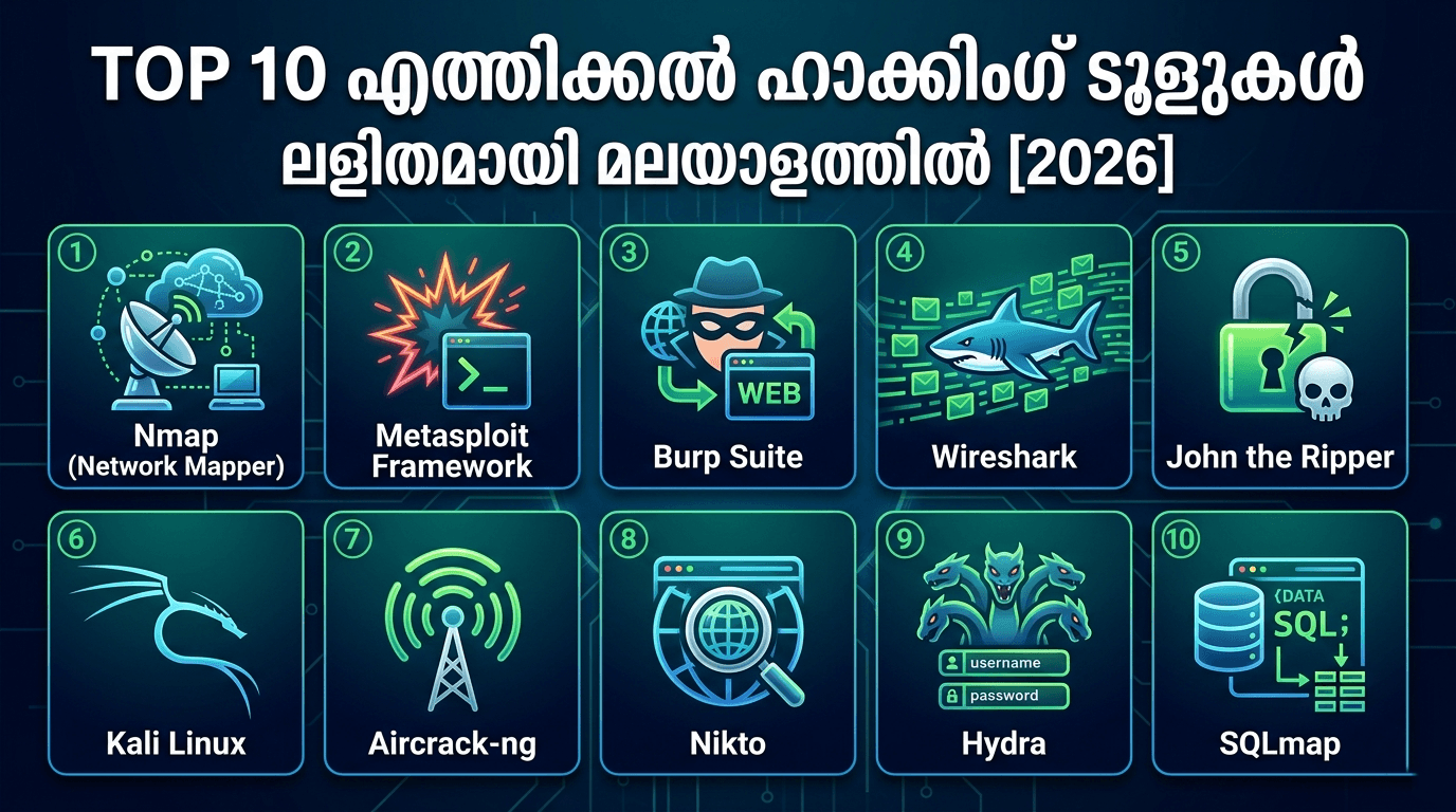 Ethical Hacking Tools 2026 Explained in Malayalam